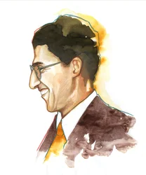 Portrét Cesare Pavese (1908-1950) - italský spisovatel - ilustrace Alessandro Lonati Â