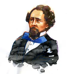 Portrét Charlese Dickense (1812-1870) anglický spisovatel (Portrét anglického spisovatele a sociálního kritika Charlese Dickense)