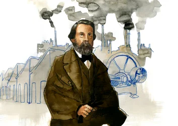 Muotokuva Friedrich Engelsistä (1820-1895), saksalainen sosialisti teoreetikko ja poliitikko