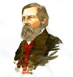 Portrét Friedricha Engelse (1820-1895), německého socialistického teoretika a politika