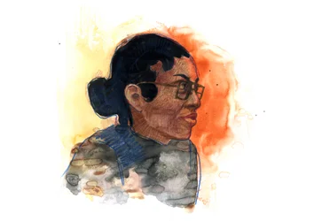 Portrét Rosy Parksové (1913-2005), ikonická postava v boji proti rasové segregaci ve Spojených státech (afroamerická aktivistka za občanská práva Rosa Parksová)