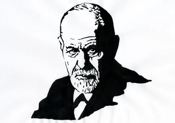Portrét Sigmunda Freuda (1856-1939), rakouského psychiatra (Portrét Sigmunda Freuda Rakouského neurologa a otce psychoanalýzy) - ilustrace Alessandro Lonati