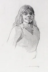 Portrét piráta (soukromníka) nebo busta námořníka. Kresba Alessandro Lonati.