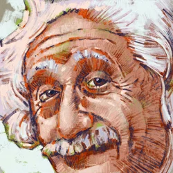 Portrét vědce Alberta Einsteina (ilustrace)