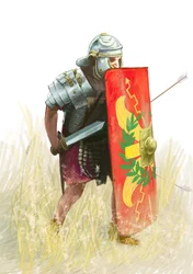 Římská legie - římský legionář - římský starověk: znázornění římského legionáře - kresba Alessandra Lonatiho