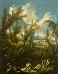 Krajina s Washerwoman, kolem roku 1715