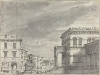 Piazza s jezdeckým památníkem a palácem