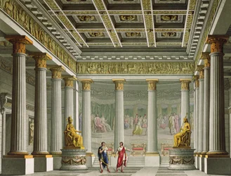 Audienční sál v Aegistheově paláci, návrh pro balet "Orestes" v divadle La Scala, Milán, 1826