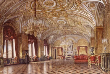 Interiéry Zimního paláce. Zlatý přijímací pokoj, polovina 19. století.