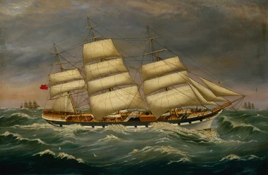 The Three Masted Clipper Benleuch in a Swell (olej na plátně)