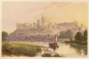 Hrad Windsor, Berkshire, Anglie. 1880 (rytina)