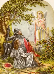 Christian and Hopeful Caught in the Net, z knihy The Pilgrims Progress od Johna Bunyana, vydaná kolem roku 1880