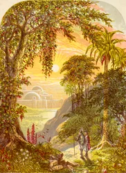 Christian and Hopeful in the Land of Beulah, z knihy The Pilgrims Progress od Johna Bunyana, vydaná kolem roku 1880