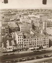 Pohled na sever z kopule soudní budovy v Chicagu, 1858