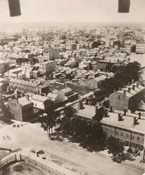Pohled na jihozápad z kopule soudní budovy v Chicagu, 1858