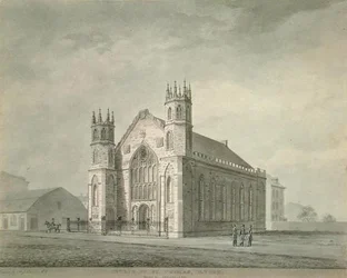 Kostel svatého Tomáše, Broadway, New York City, cca 1829 (akvarel na papíře)