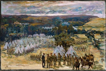 Polní maršál Lord Kitchener inspekce 10. praporu, York a Lancaster Regiment v Haltonu, 1914