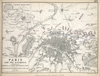 Mapa Paříže a jejího okolí, kterou vydal William Blackwood and Sons, Edinburgh & London