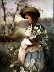 Shromažďování Marguerites (akvarel)