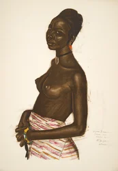 Arima Bossonou. Kanembou Woman (NGuigmi), z Kresby a malby Afriky, popravená během expedice Citroen Centre Afrique, druhá mise Haardt Audouin-Dubreuil, hospoda. Paříž, 1927 (barva