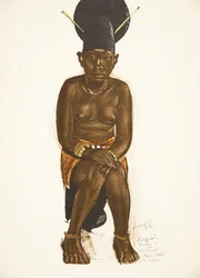 Napudre, femme de Tuba (Niangara) Haut Ouelle, z Dessins et Peintures dAfrique, vykonává au cours de lexpedition Citroen Centre Afrique, deuxieme misi Haardt Audouin-Dubreuil, hospoda. Paříž, 1927 (