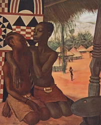 Titi a Naranghe, dcery šéfkuchaře Eki Bondo (Haut Ouelle) (Lune dune mere Mangbetou, lautre dune mere Matchaga), z kreseb a maleb z Afriky, popravené během expedice Citroen Centre Afr