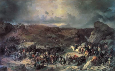 Armáda Alexandra Suvorova překračující průsmyk St Gotthard, září 1799 19. století.