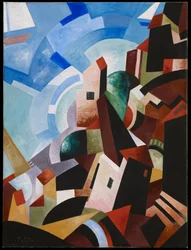 Italské město u moře, kolem roku 1917 (olej a tempera na plátně)