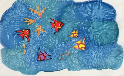 Ryba, 1999 (malované hedvábí)