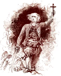 Chouanský kněz. Royalistické povstání v Bretani. Konec 19. století (rytina)
