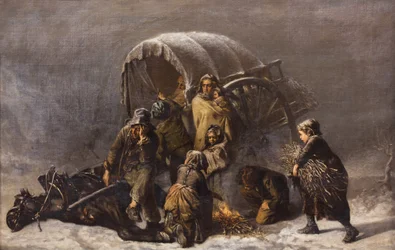 Vynucené zastavení, 1855 (olej na plátně)