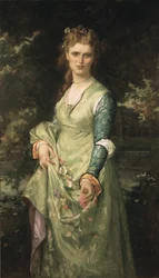 Christina Nilsson en Ophelie - Christina Nilsson (1843-1921) jako Ofélie, od Cabanel, Alexandre (1823-1889). Olej na plátně