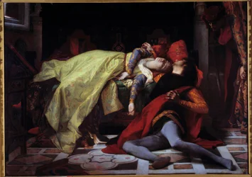 Smrt Francesca de Rimini a Paolo Malatesta (1284). Obraz Alexandre Cabanel (1823-1889)