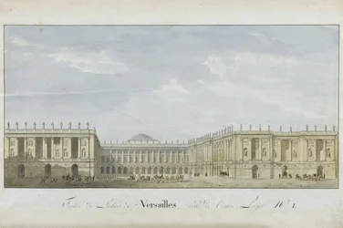 Projekt fasády paláce ve Versailles na vstupní straně, 1811-1813.