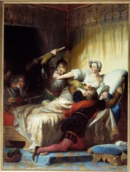 Válka náboženství: “” scéna masakru svatého Bartoloměje dne 24. 8. 1572”” Obraz Evariste Fragonard (1780-1850) 1836 Sun. 1,79x1,33 m