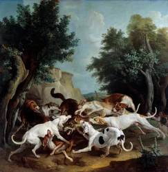 Lov na vlky, 1725, slunce. 3,36 x 3,32 m, sob, Musée des Beaux-Arts