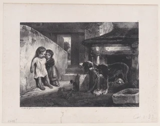 Děti vystrašené vrčícím psem, ze série Lovecké scény, 1829.