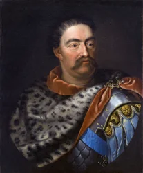 ""Portrait de Jean III Sobieski (1629-1696) roi de Pologne"" 17eme siecle - Portrét Jana III. Sobieského (1629-1696), polského krále a litevského velkovévody - Tricius, Jan (cca 1620-cca 1692) - c. 1680 - Olej na plátně - 75x62 cm - Muzeum paláce Wilanow