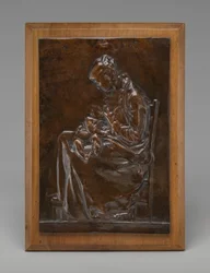 Mateřství nebo mladá žena kojící dítě, model 1882.
