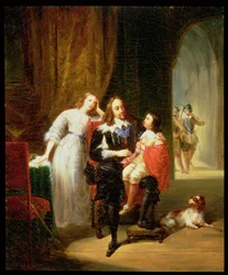Karel I. (1600-49) čekající na soud, princ Jindřich (1640-60) sedící na jeho klíně