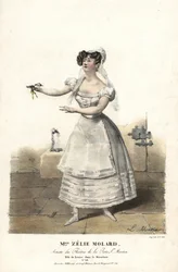 Tanečnice slečna Zelie Molard a Louise v Le Deserteur od Francoise-Alexise Blache Jr., choreografie Dauberval, Theater de la Porte St. Martin