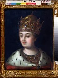 Portrét regentky Sofie Aleksejevny (1657-1704) (portrét regentky Sophie Aleksejevny). Obraz Alexeje Petroviče Antropova (1716-1795). Olej na plátně, 51,5 x 42,2 cm