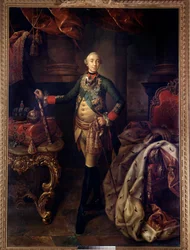 Portrét u nohou Petra III. (1728-1762) Malba Alexeje Antropova (1716-1795) 18. století. Petrohrad. Muzeum Ermitáž