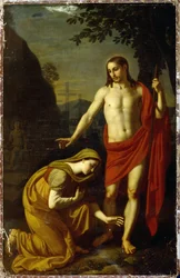 Noli Me Tangere. (Nesahej na mě). Slova Ježíše během jeho zmrtvýchvstání, adresovaná Marii de Magdaléně (Marii Magdaléně), v pozadí mučící kříže na hoře Golgota. Obraz Alexeje Jegoroviče Jegorova (1776-1851), olej na plátně