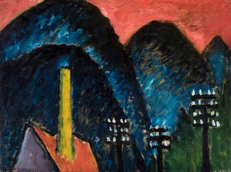 Modré hory Krajina se žlutým komínem, 1912.