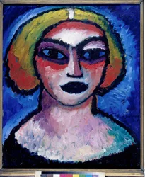 ""Tete de femme"" (Hlava ženy) Obraz Alexeje von Javlenského (1864-1941) 1912 Rozměr 61x51 cm Olej na kartonu Státní muzea, Berlín