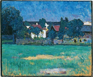 Wasserburg krajina s domy a pole, 1907