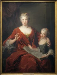 Madame de la Sablonniere a její dcera. Obraz Alexis Simon Belle (1674-1734), olej na plátně