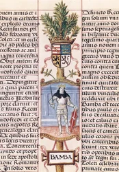 Portrét vizigótského krále Wamby († 688, španělský král v letech 672-680/681, z „Genealogie španělských králů“ od Alonsa de Cartagena