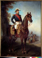 Jezdecký portrét Napoleona III. (1808-1873). Obraz Alfreda De Dreux (1810 - 1860)